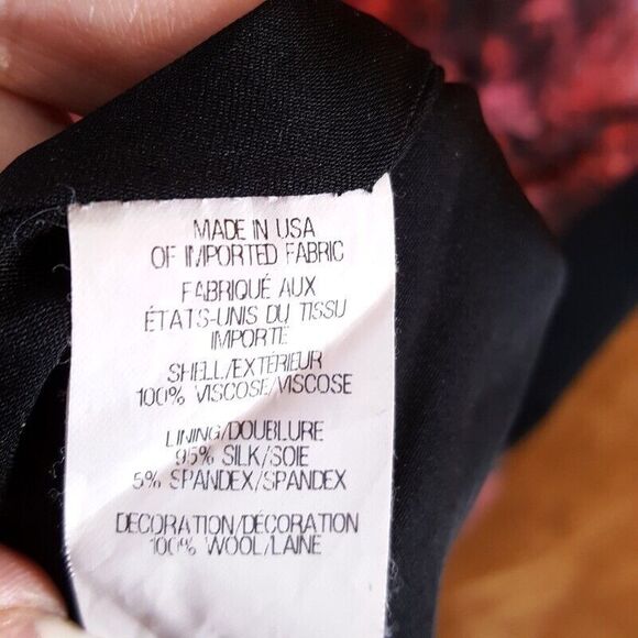 HELMUT LANG Womens Dress Size 0 Black Red Sheath Color Block MIDNIGHT FLORAL - Picture 4 of 9